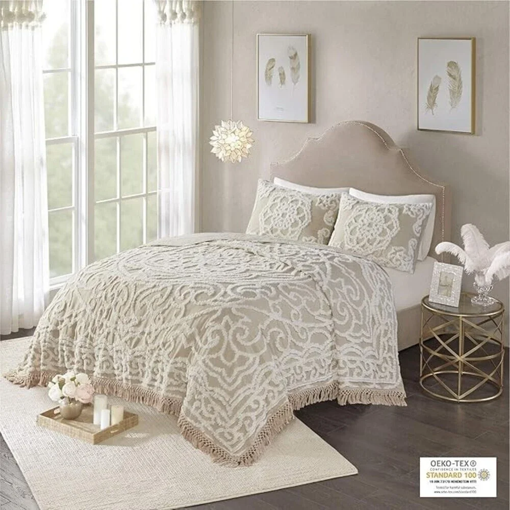 Madison Park Laetitia Coverlet Set King/California King Taupe Cotton 3-Pc BED58